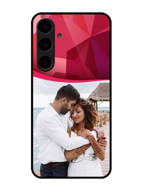 Custom Galaxy S24 Plus 5G Custom Metal Phone CaseRed Abstract Design