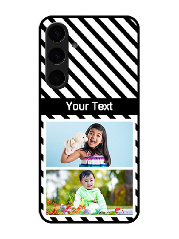 Custom Galaxy S24 Plus 5G Custom Metal Phone CaseBlack And White Stripes Design