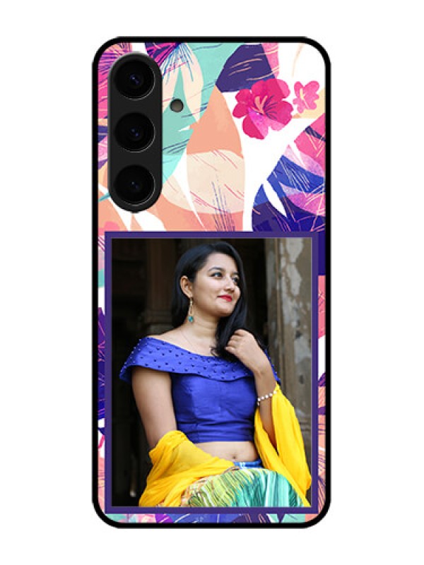Custom Galaxy S24 Plus 5G Custom Metal Phone CaseAbstract Floral Design