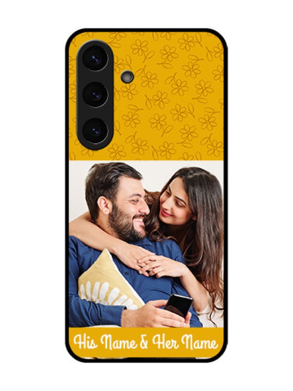 Custom Galaxy S25 Plus 5G Custom Metal Phone Case - Yellow Floral Design