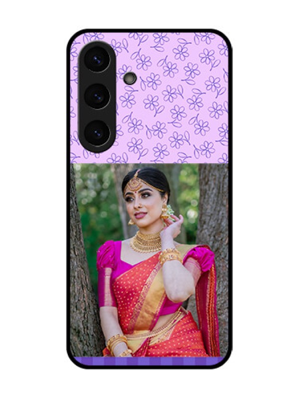 Custom Galaxy S25 Plus 5G Custom Metal Phone Case - Purple Floral Design
