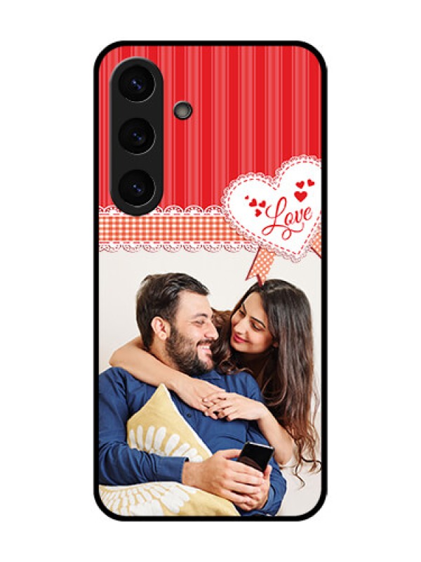 Custom Galaxy S25 Plus 5G Custom Metal Phone Case - Red Love Pattern Design