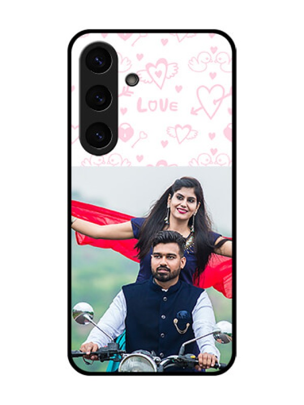 Custom Galaxy S25 Plus 5G Custom Metal Phone Case - Pink Flying Heart Design