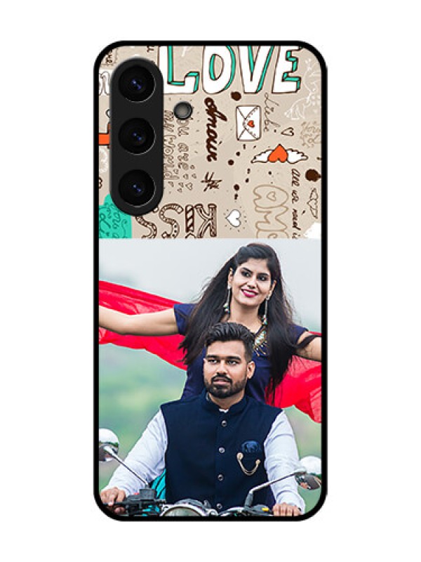 Custom Galaxy S25 Plus 5G Custom Metal Phone Case - Love Doodle Pattern