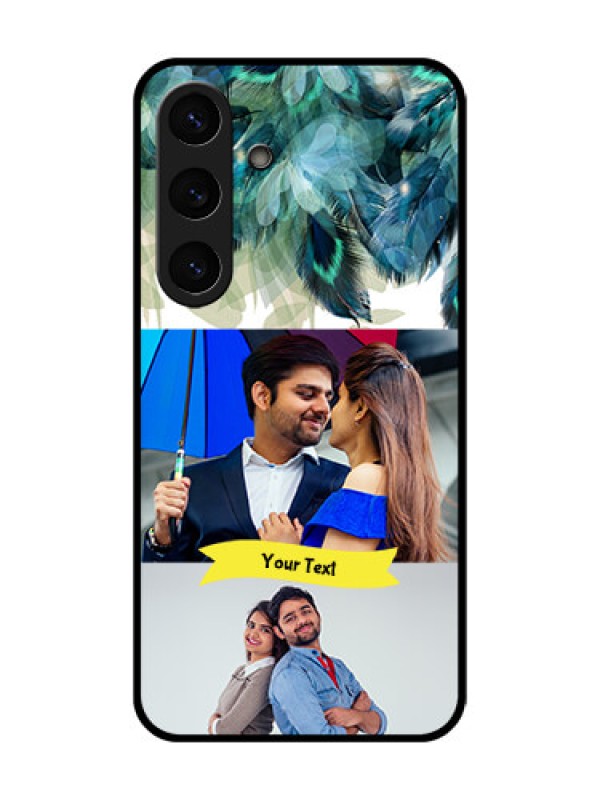 Custom Galaxy S25 Plus 5G Custom Metal Phone Case - Image With Boho Peacock Feather Design