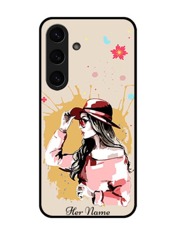 Custom Galaxy S25 Plus 5G Custom Metal Phone Case - Women With Pink Hat Design