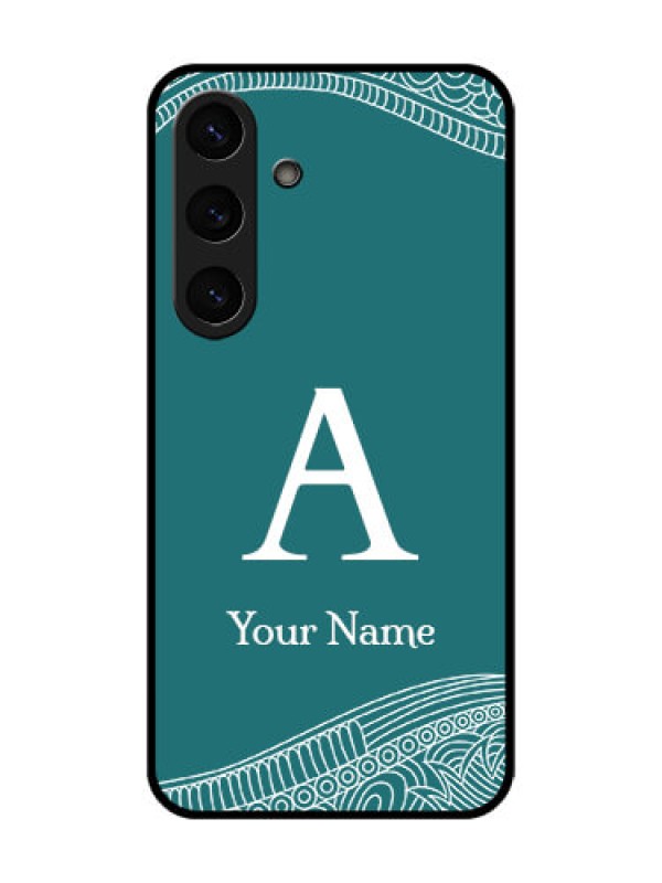 Custom Galaxy S25 Plus 5G Custom Metal Phone Case - Line Art Pattern With Custom Name Design