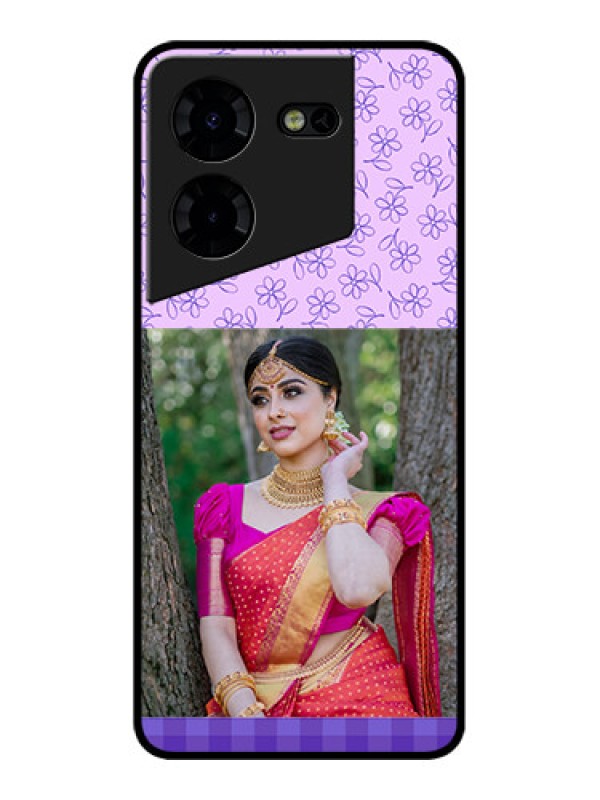 Custom Tecno Pova 5 Pro 5G Custom Metal Phone CasePurple Floral Design