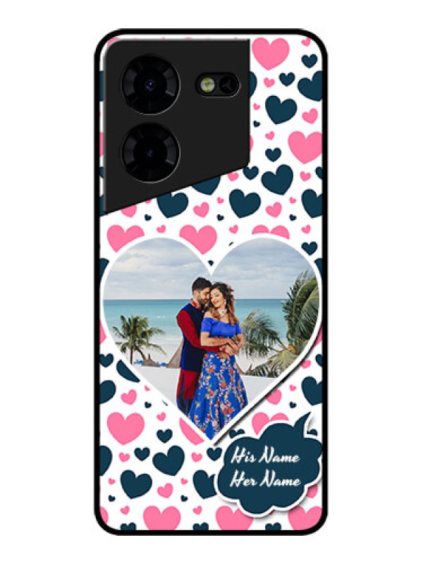 Custom Tecno Pova 5 Pro 5G Custom Metal Phone CasePink and Blue Heart Design