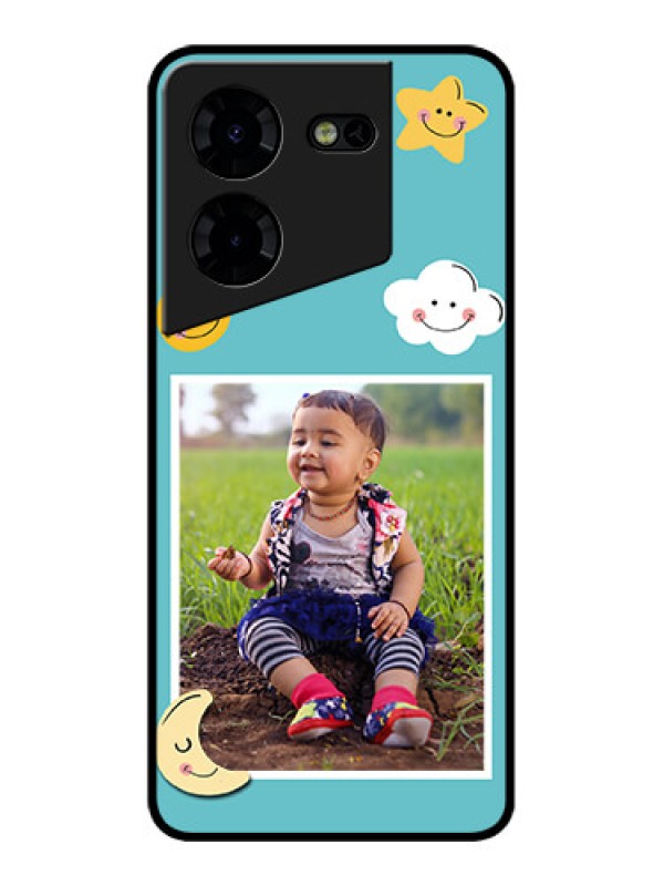 Custom Tecno Pova 5 Pro 5G Custom Metal Phone CaseSmiley Kids Stars Design