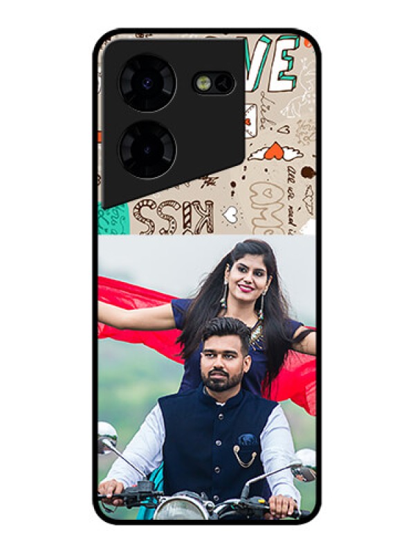 Custom Tecno Pova 5 Pro 5G Custom Metal Phone CaseLove Doodle Pattern
