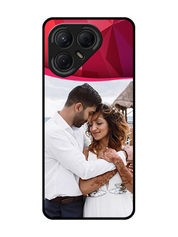 Custom Tecno Pova 7 5G Custom Metal Phone Case - Red Abstract Design