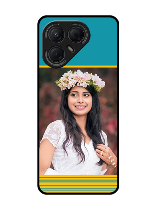 Custom Tecno Pova 7 5G Custom Metal Phone Case - Yellow & Blue Design