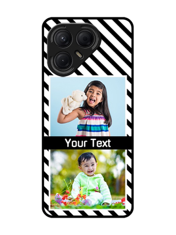 Custom Tecno Pova 7 5G Custom Metal Phone Case - Black And White Stripes Design