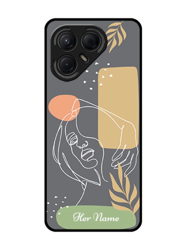 Custom Tecno Pova 7 5G Custom Metal Phone Case - Gazing Woman Line Art Design