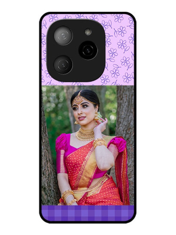 Custom Tecno Spark 20 Pro 5G Custom Metal Phone CasePurple Floral Design