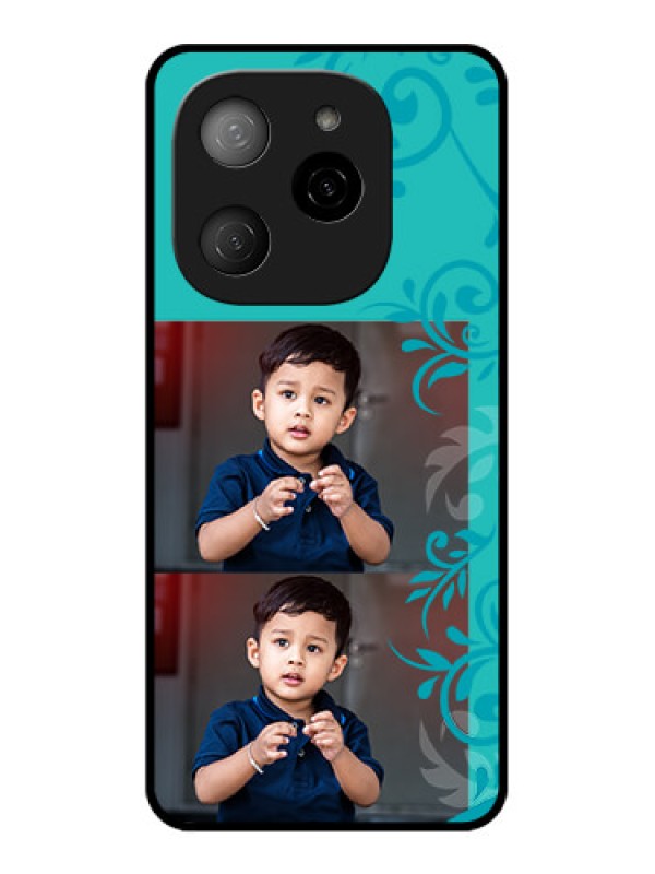 Custom Tecno Spark 20 Pro 5G Custom Metal Phone CaseWith Photo And Green Floral Design