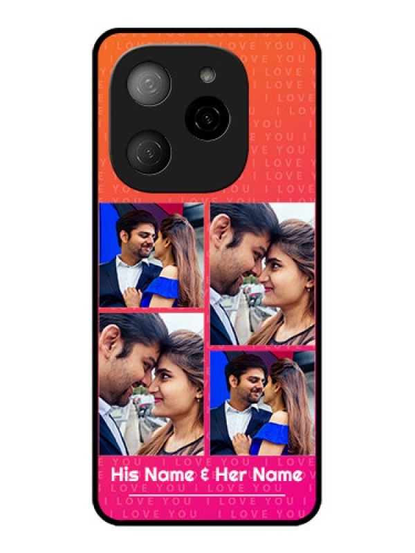 Custom Tecno Spark 20 Pro 5G Custom Metal Phone CaseI Love You Pink Design