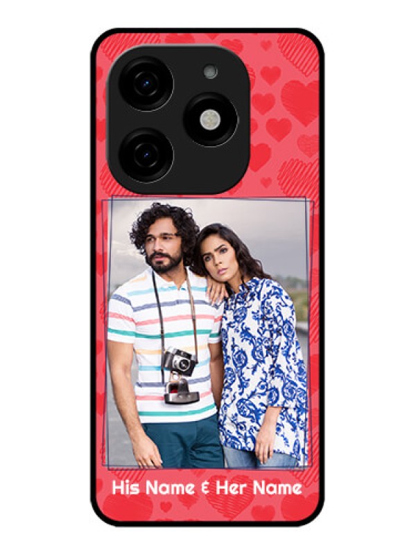 Custom Tecno Spark 20 Custom Metal Phone CaseWith Red Heart Symbols Design