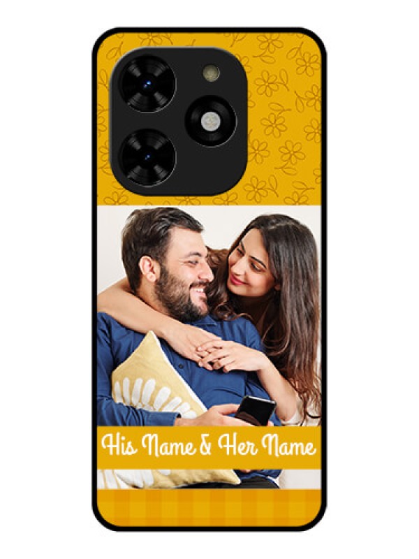Custom Tecno Spark 20C Custom Metal Phone CaseYellow Floral Design