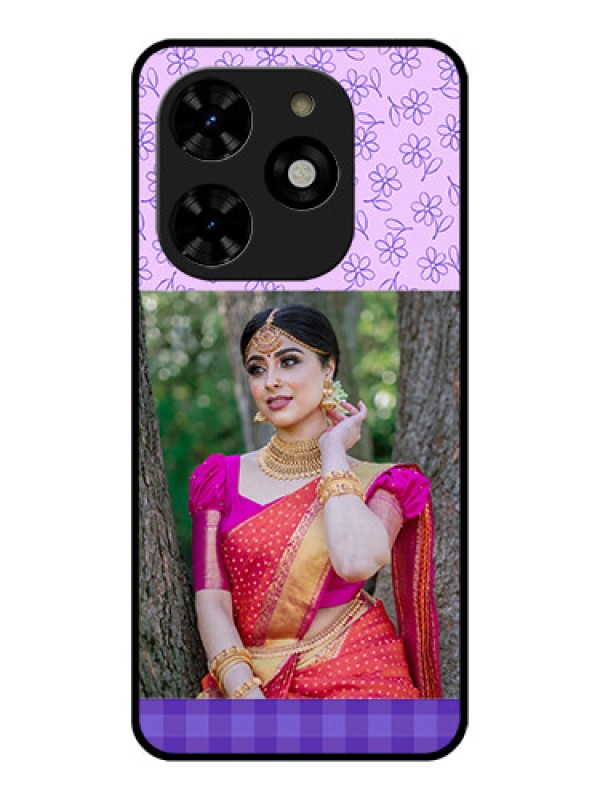 Custom Tecno Spark 20C Custom Metal Phone CasePurple Floral Design