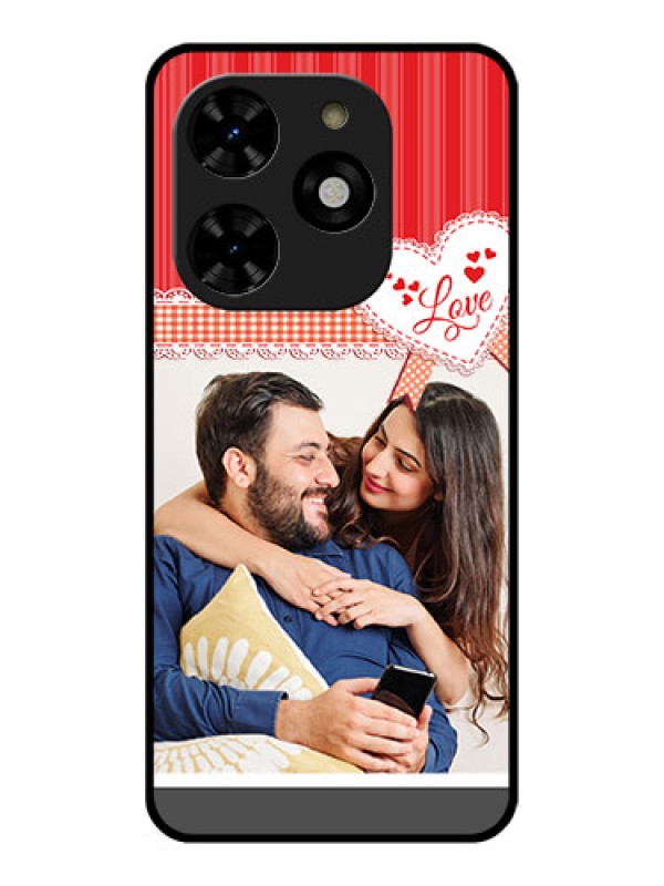 Custom Tecno Spark 20C Custom Metal Phone CaseRed Love Pattern Design