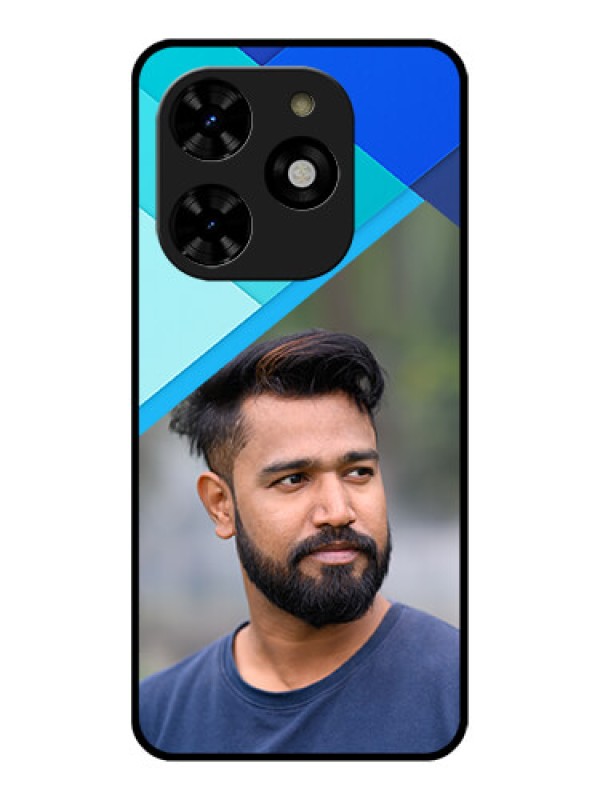 Custom Tecno Spark 20C Custom Metal Phone CaseBlue Pattern Design
