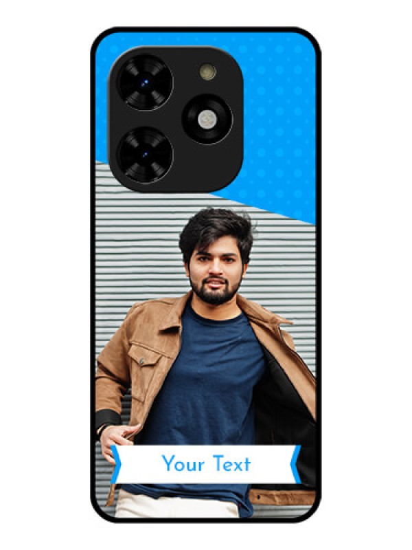 Custom Tecno Spark 20C Custom Metal Phone CaseSimple Blue Color Design