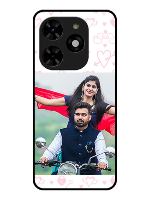Custom Tecno Spark 20C Custom Metal Phone CasePink Flying Heart Design