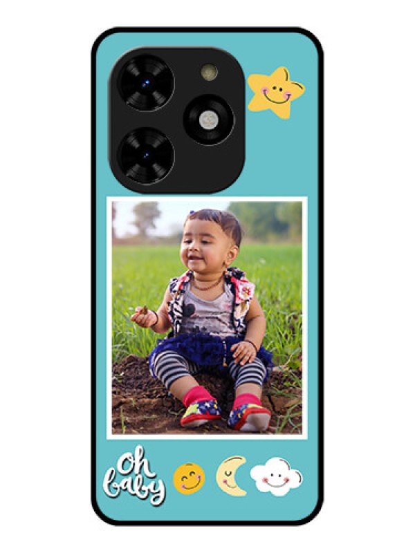 Custom Tecno Spark 20C Custom Metal Phone CaseSmiley Kids Stars Design