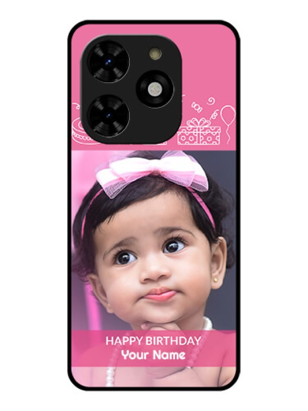 Custom Tecno Spark 20C Custom Metal Phone CaseWith Birthday Line Art Design
