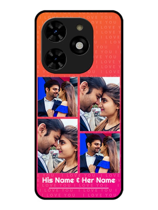 Custom Tecno Spark 20C Custom Metal Phone CaseI Love You Pink Design