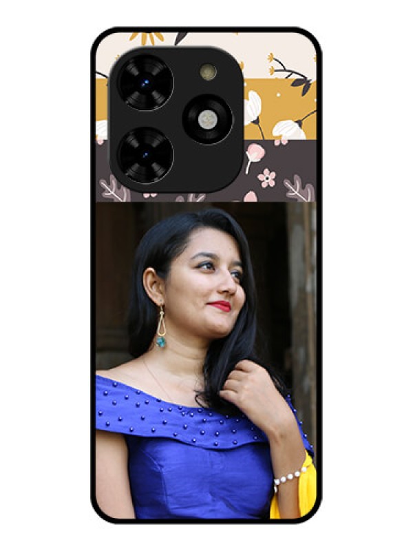 Custom Tecno Spark 20C Custom Metal Phone CaseStylish Floral Design