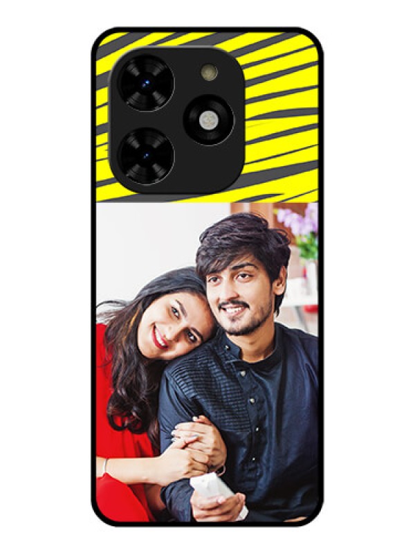 Custom Tecno Spark 20C Custom Metal Phone CaseYellow Abstract Design