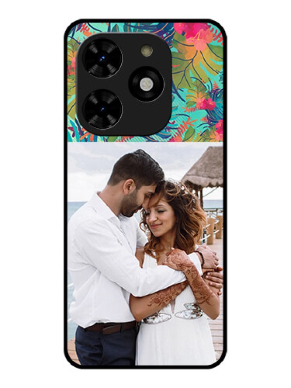 Custom Tecno Spark 20C Custom Metal Phone CaseWatercolor Floral Design