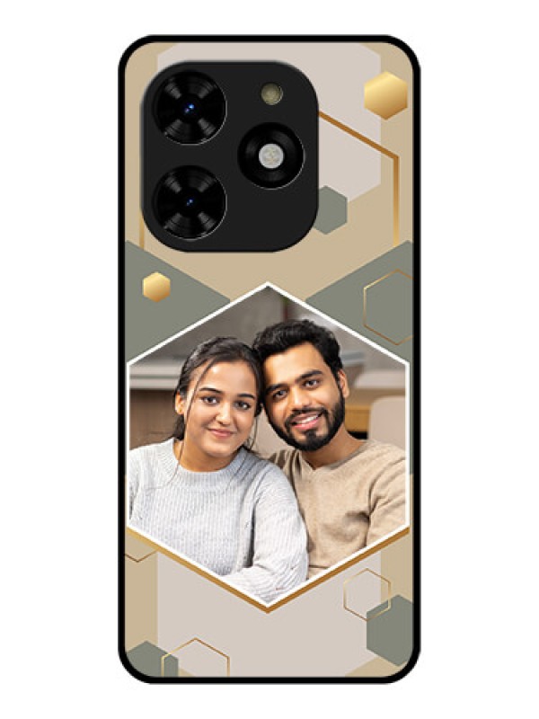 Custom Tecno Spark 20C Custom Metal Phone CaseStylish Hexagon Pattern Design