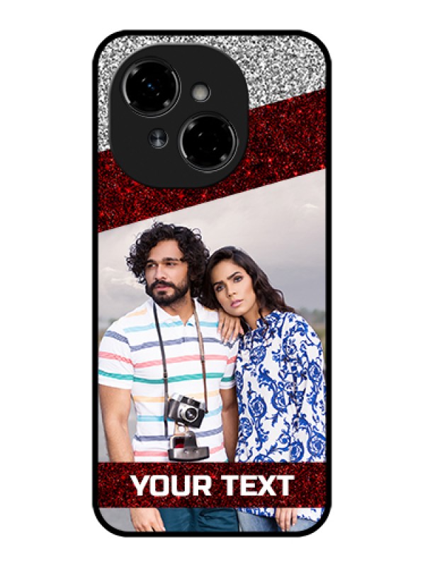 Custom Tecno Spark Go 1 Custom Metal Phone Case - Image Holder With Glitter Strip Design