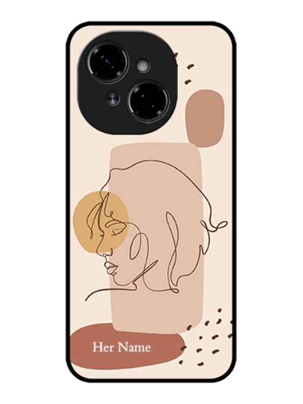Custom Tecno Spark Go 1 Custom Metal Phone Case - Calm Woman Line Art Design