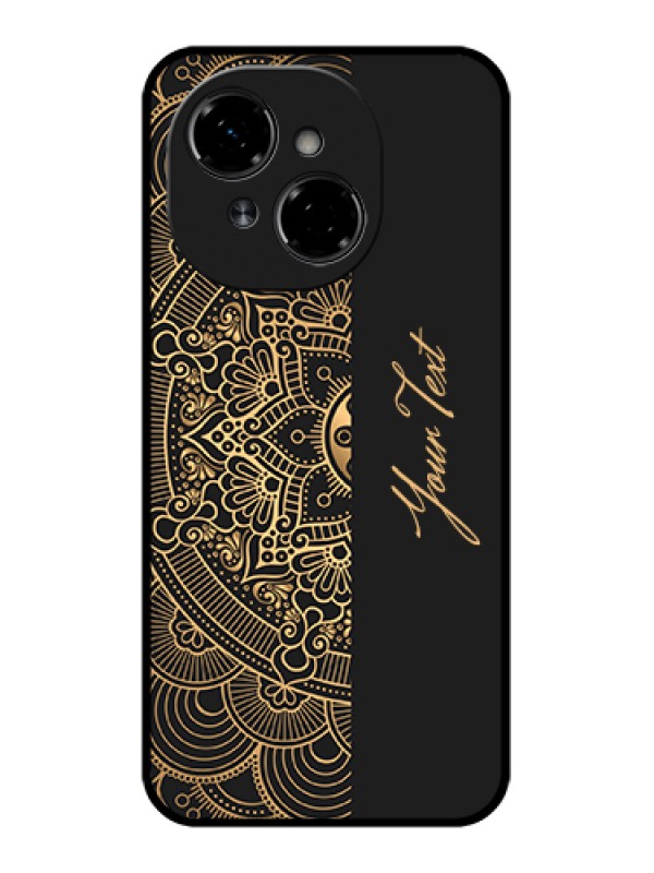 Custom Tecno Spark Go 1 Custom Metal Phone Case - Mandala Art With Custom Text Design