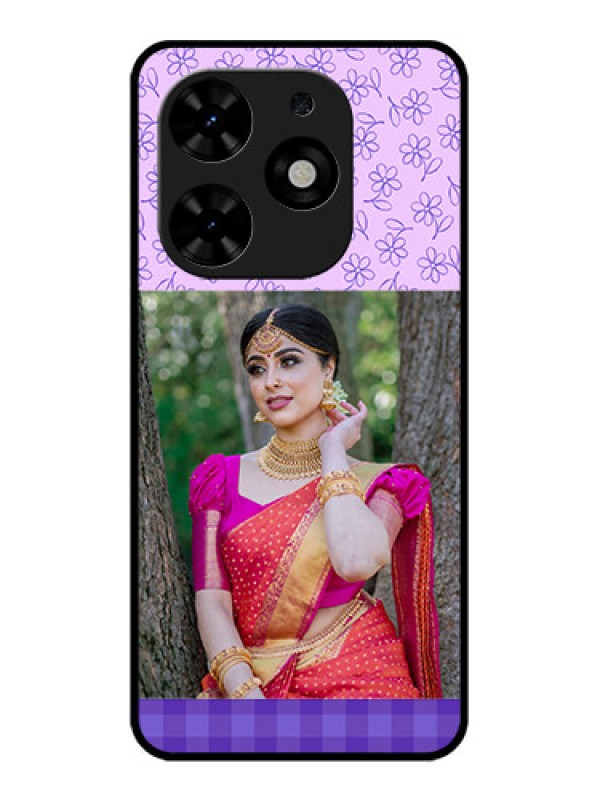 Custom Tecno Spark Go 2024 Custom Metal Phone CasePurple Floral Design
