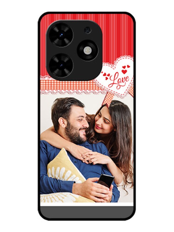 Custom Tecno Spark Go 2024 Custom Metal Phone CaseRed Love Pattern Design