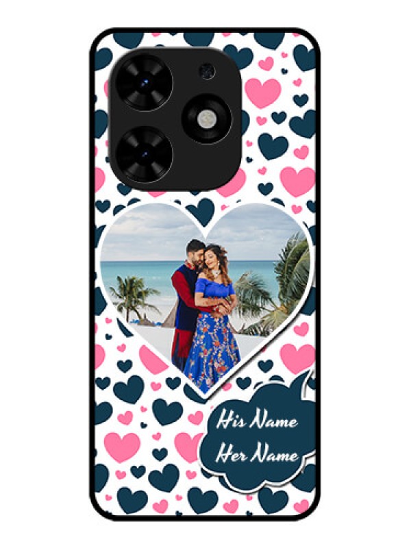 Custom Tecno Spark Go 2024 Custom Metal Phone CasePink and Blue Heart Design