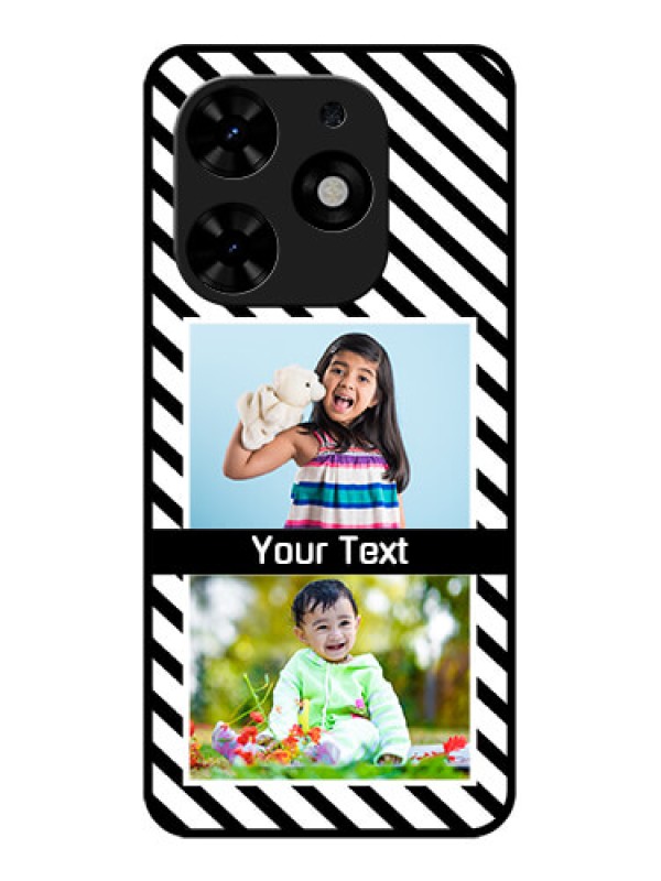 Custom Tecno Spark Go 2024 Custom Metal Phone CaseBlack And White Stripes Design
