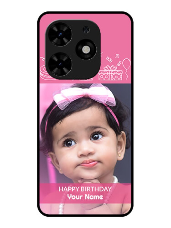 Custom Tecno Spark Go 2024 Custom Metal Phone CaseWith Birthday Line Art Design