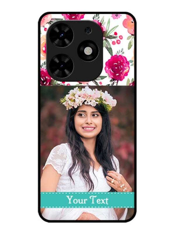 Custom Tecno Spark Go 2024 Custom Metal Phone CaseWater Colors Floral Design