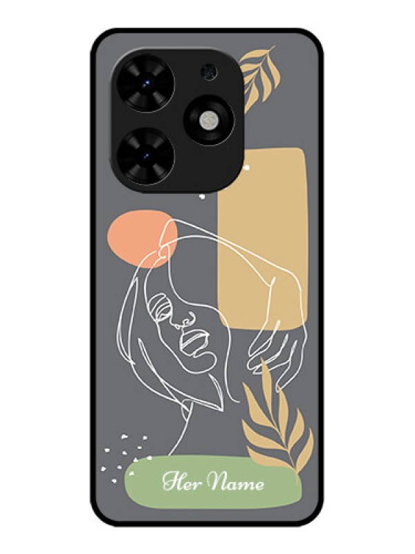 Custom Tecno Spark Go 2024 Custom Metal Phone CaseGazing Woman Line Art Design