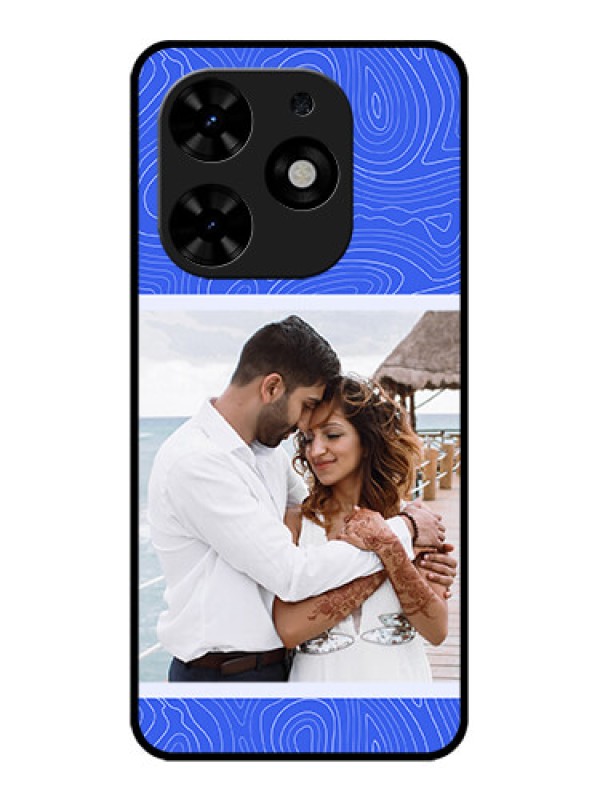Custom Tecno Spark Go 2024 Custom Metal Phone CaseCurved Line Art With Blue And White Design