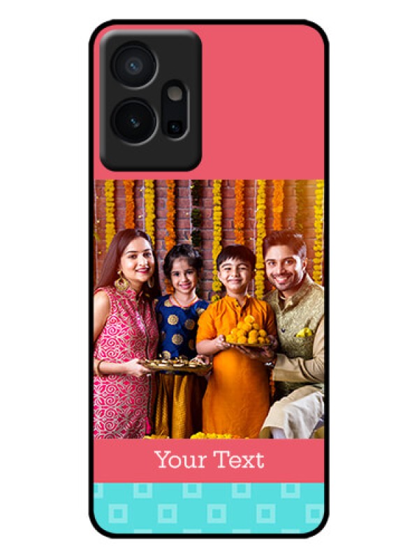 Custom Vivo T1 5G Custom Metal Phone Case - Peach and Blue Color Design