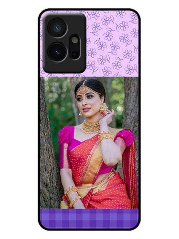 Custom Vivo T1 5G Custom Metal Phone Case - Purple Floral Design
