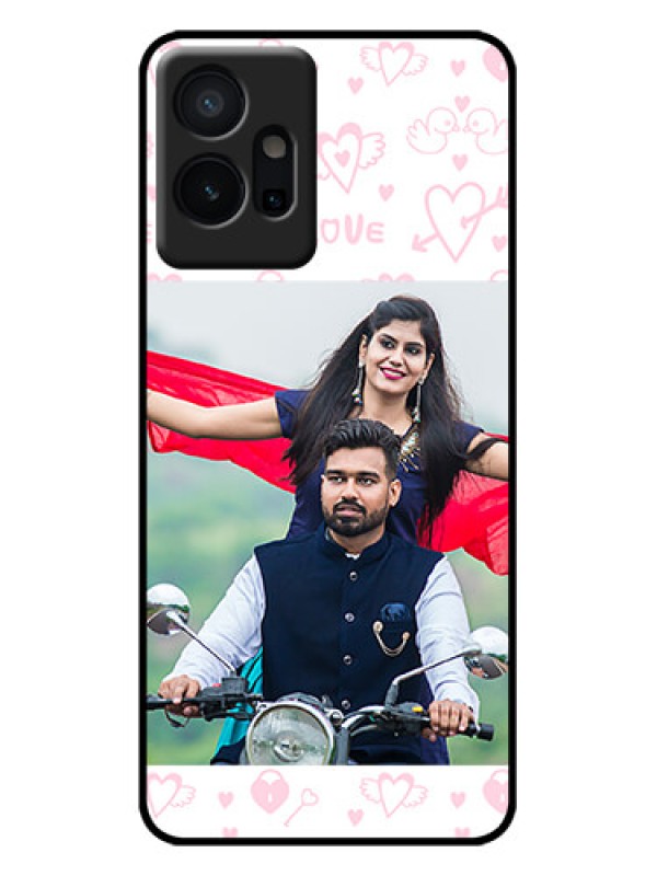 Custom Vivo T1 5G Custom Metal Phone Case - Pink Flying Heart Design
